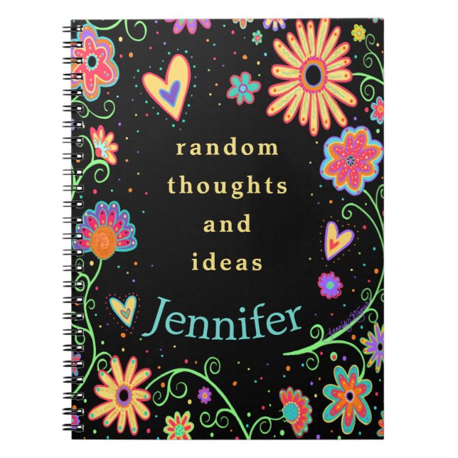 Random Thought and Ideas Floral Personalised Notebook (Front)