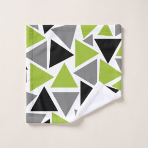 Random Triangles Lime Green Grey Black White Wash Cloth
