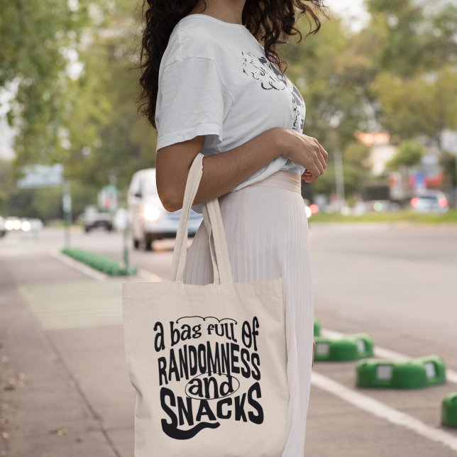Randomness & Snacks Quirky Modern Stylish Tote Bag (Add a touch of humour to your everyday adventures!)