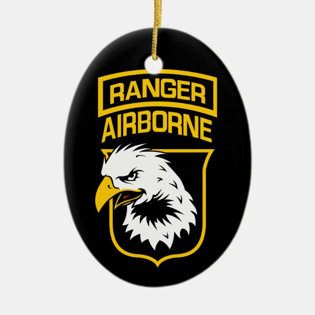 Ranger Airborne Eagle Patch Ceramic Tree Decoration (Front)