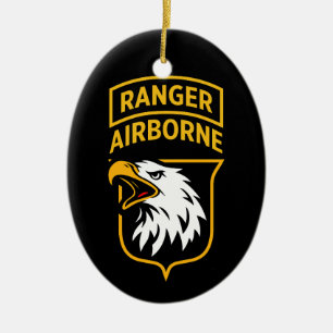 Ranger Airborne Screaming Eagles Patch Ceramic Ornament