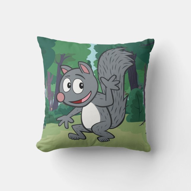 Ranger Rick | Grey Squirrel Waving Cushion (Front)