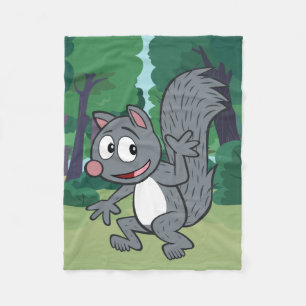 Ranger Rick   Grey Squirrel Waving Fleece Blanket