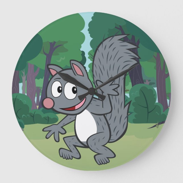Ranger Rick | Grey Squirrel Waving Large Clock (Front)