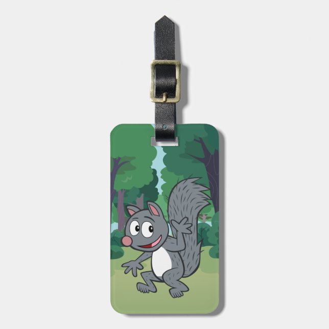 Ranger Rick | Grey Squirrel Waving Luggage Tag (Front Vertical)