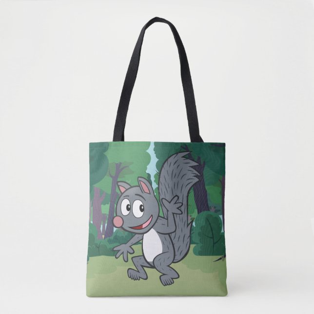 Ranger Rick | Grey Squirrel Waving Tote Bag (Front)