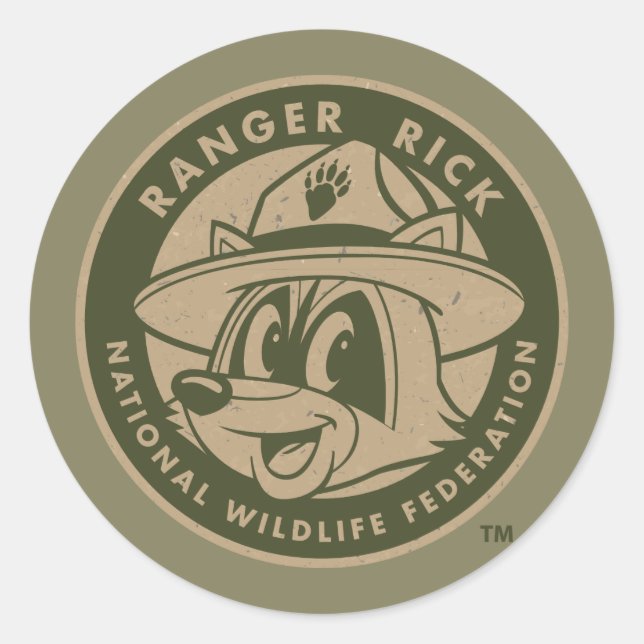Ranger Rick | Ranger Rick Khaki Logo Classic Round Sticker (Front)