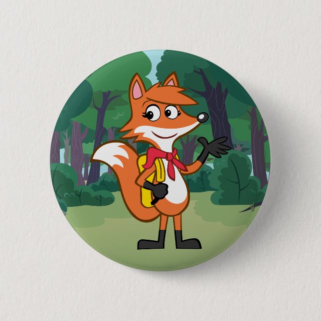 Ranger Rick | Scarlett Fox Waving 6 Cm Round Badge (Front)