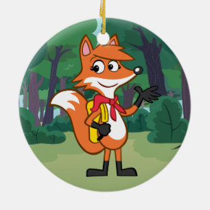 Ranger Rick Scarlett Fox Waving Ceramic Tree Decoration