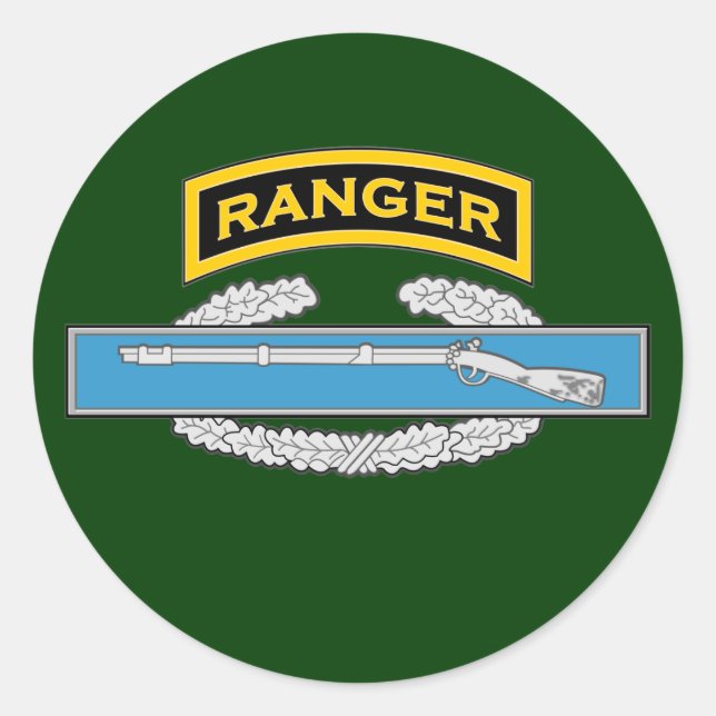Ranger tab & Combat Infantryman's Badge Classic Round Sticker (Front)