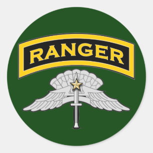 Ranger tab & HALO Wings - Combat Classic Round Sticker