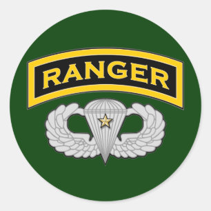 Ranger tab & Jump Wings - Combat Classic Round Sticker