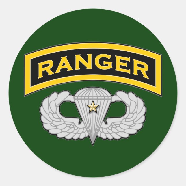 Ranger tab & Jump Wings - Combat Classic Round Sticker (Front)