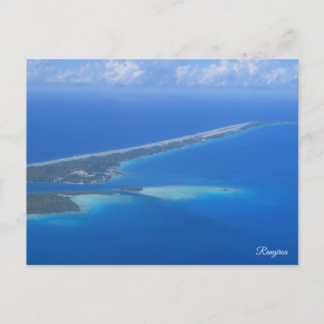 Rangiroa from aeroplane postcard (Front)
