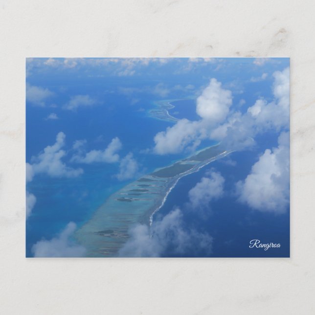 Rangiroa from airplane postcard (Front)