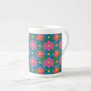 Rangoli Flowers and Polka Dots Bone China Mug
