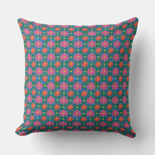 Rangoli Flowers and Polka Dots Pillow or Cushion