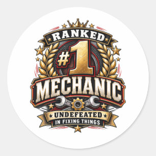 Ranked #1 Mechanic Funny Vintage Mechanic Gift Classic Round Sticker