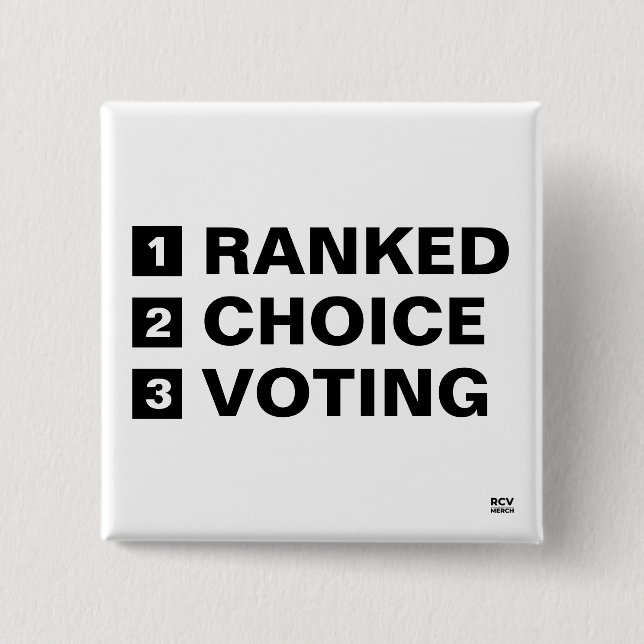 Ranked Choice Voting 123 15 Cm Square Badge (Front)