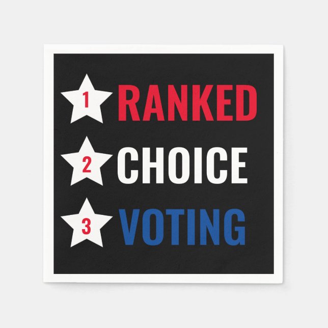Ranked Choice Voting RCV party cocktail napkins (Front)