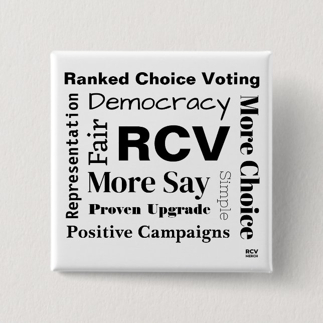Ranked Choice Voting words 15 Cm Square Badge (Front)