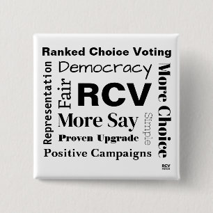 Ranked Choice Voting words 15 Cm Square Badge