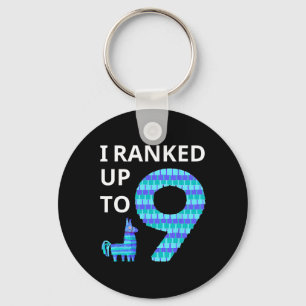 Ranked Up To 9 Birthday Video Game Llama Piñata Bi Key Ring