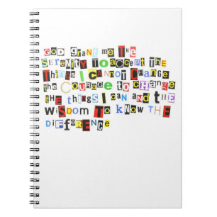 Ransom Note Serenity Prayer Notebook