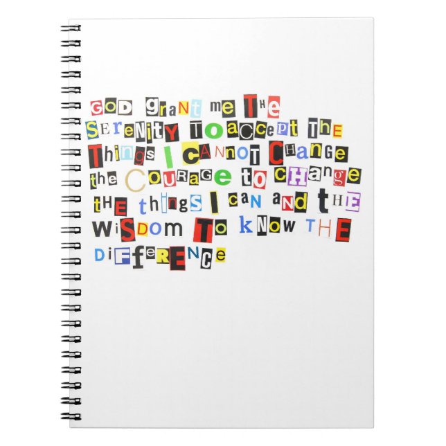 Ransom Note Serenity Prayer Notebook (Front)
