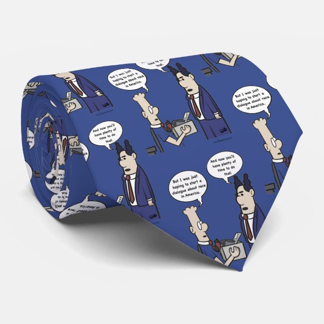 Rant Cartoon Blue Necktie (Rolled)