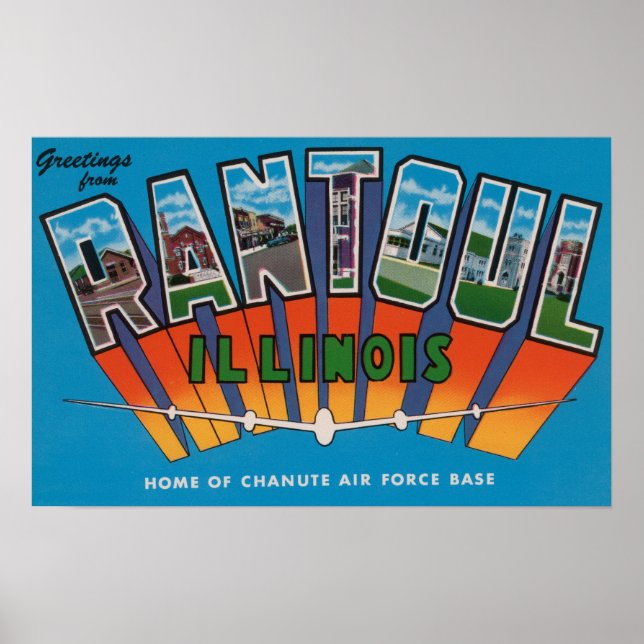 Rantoul, Illinois - Large Letter Scenes Poster (Front)