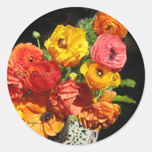 Ranunculas Flowers RSVP Wedding Seals Sticker