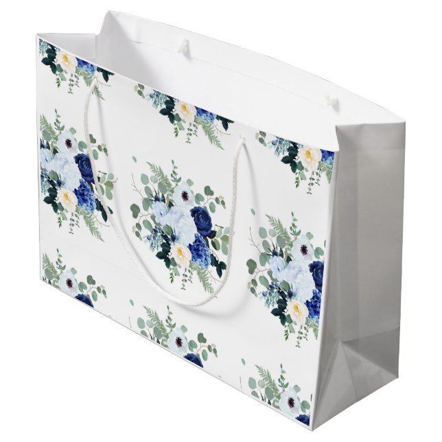 Ranunculus Anemone Hydrangea Rose White background Large Gift Bag (Back Angled)