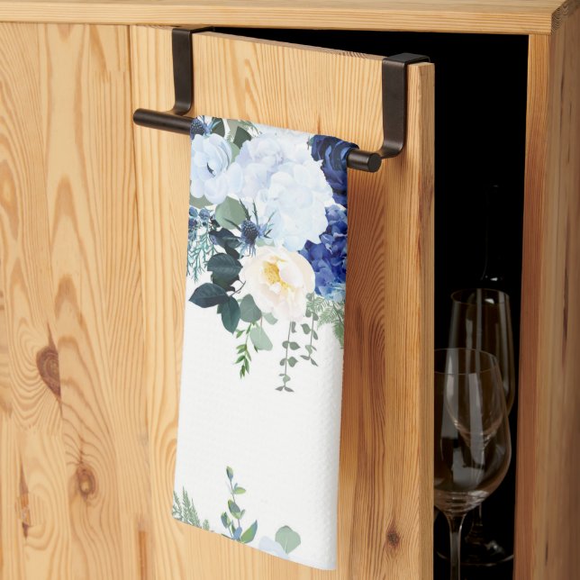 Ranunculus Anemone Hydrangea Rose White background Tea Towel (Thirds Fold)