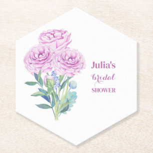 Ranunculus & Anemones Bridal Shower Personalised Paper Coaster