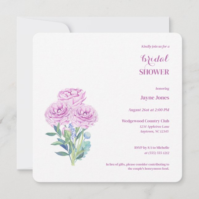 Ranunculus & Anemones Customisable Bridal Shower  Invitation (Front)