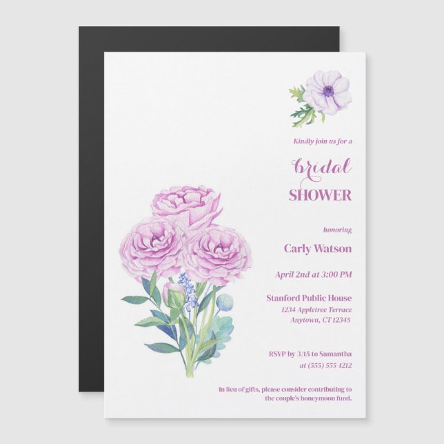 Ranunculus & Anemones Customisable Bridal Shower  Magnetic Invitation (Front/Back)