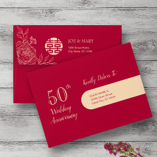Ranunculus Chinese Wedding Anniversary Invitation Envelope