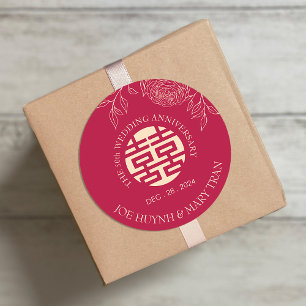 Ranunculus Double Happiness Wedding Anniversary Classic Round Sticker
