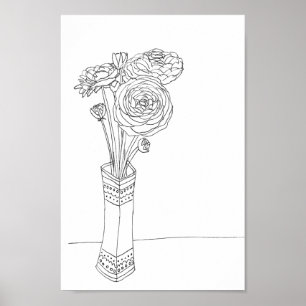 Ranunculus floral bouquet illustration art print