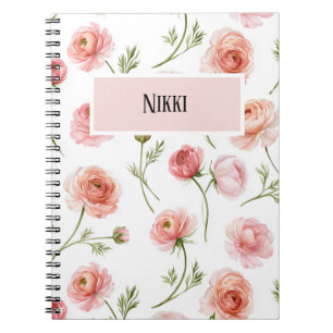 Ranunculus floral pattern design notebook
