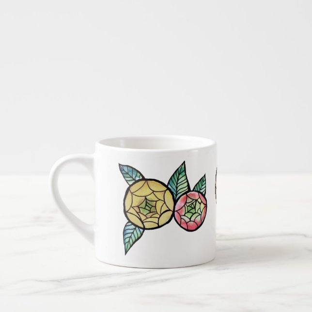 Ranunculus Flower Illustration Cute Pink Flowers   Espresso Cup (Left)