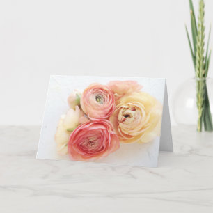 Ranunculus flowers in warm shades holiday card