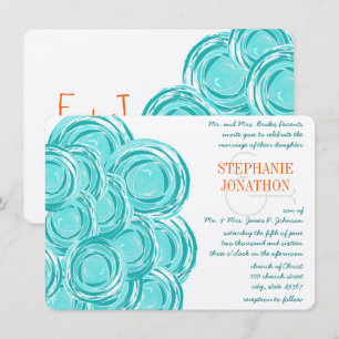 Ranunculus Rose Mint Coral Modern Wedding Invite