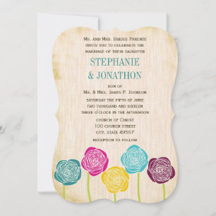 Ranunculus Rose Mint Pink Modern Wedding Invite