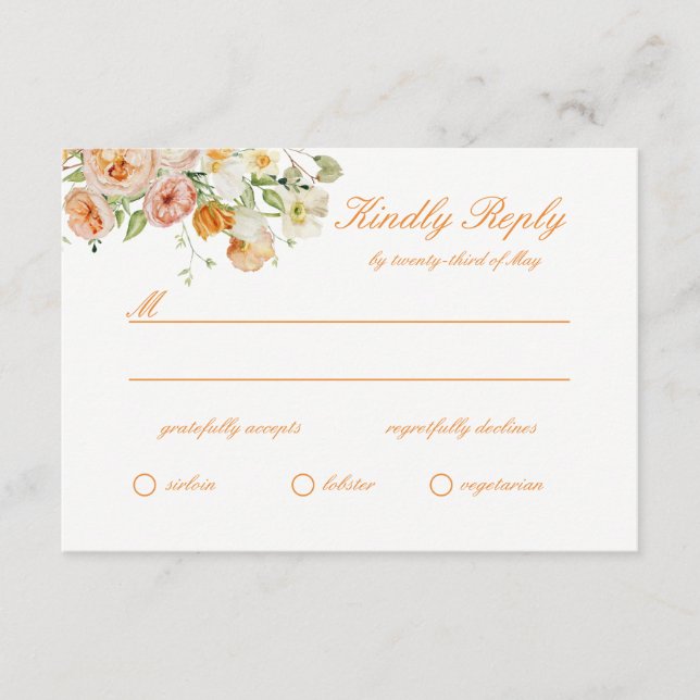 Ranunculus Summer Garden Floral Wedding RSVP Card (Front)