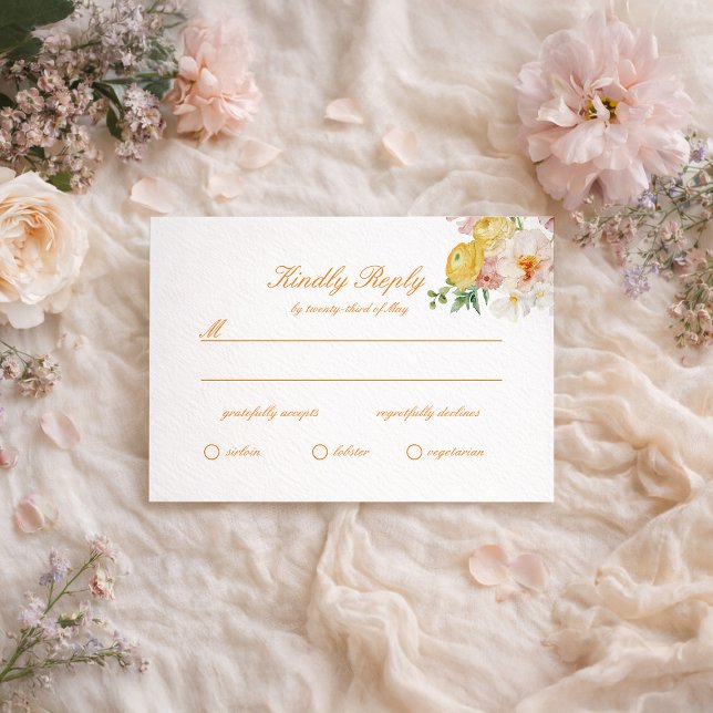 Ranunculus Summer Garden Wedding RSVP Card (Creator Uploaded)