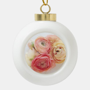 ranunculus warm colors ceramic ornament