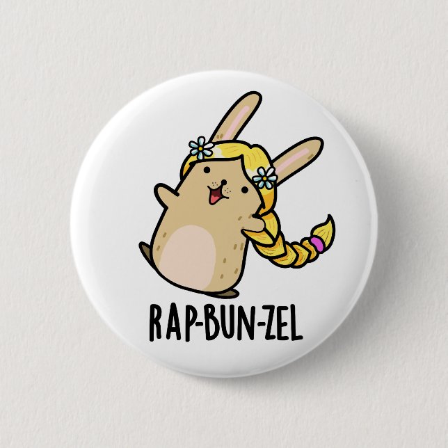 Rap-bun-zel Funny Bunny Pun   6 Cm Round Badge (Front)