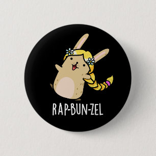 Rap-bun-zel Funny Bunny Pun Dark BG 6 Cm Round Badge